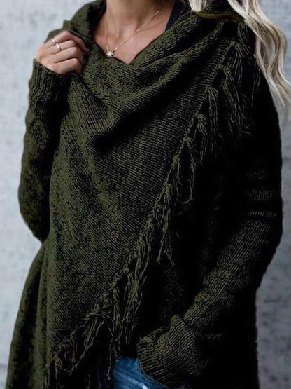 Stunncal Fringed Sweater Knit Jacket
