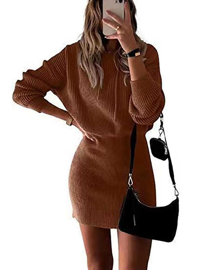 Stunncal Solid Color Hooded Waisted Knit Wrap Skirt