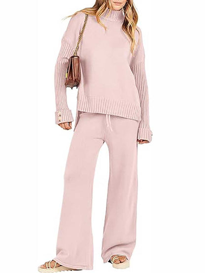 Stunncal High Neck Sweater Thickened Loose Two-piece Set