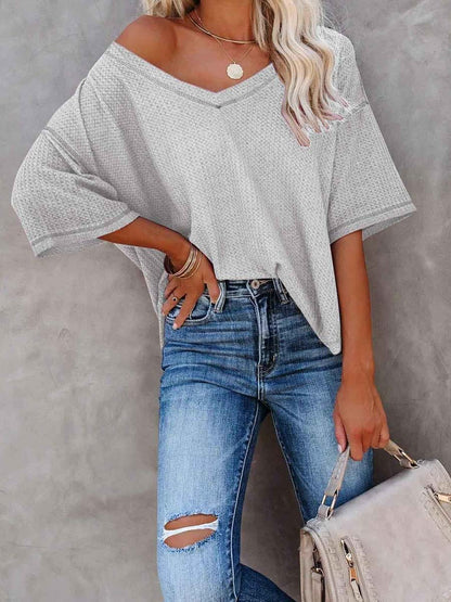 Stunncal V-Neck Dolman Sleeve Top