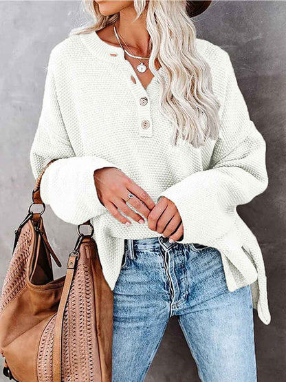 Stunncal Comfy Button Sweater