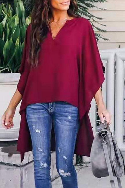Stunncal V-neck Loose Raglan Top