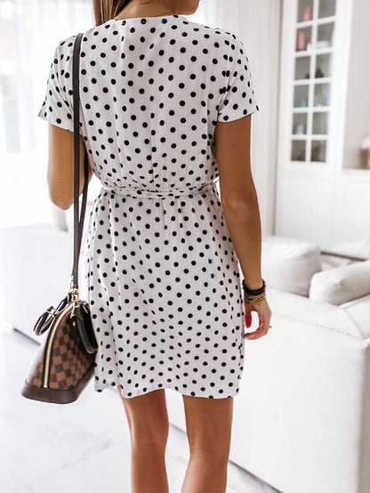 Stunncal Polka Dot V-neck Strappy Dress