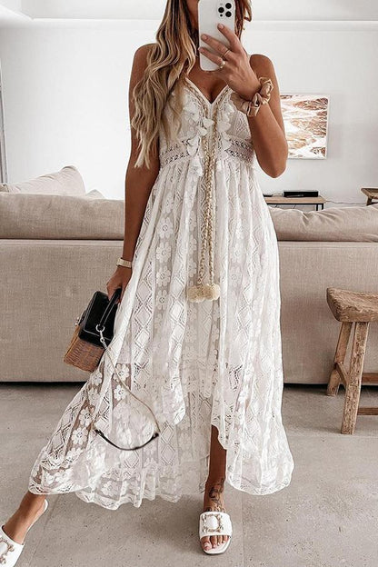 Stunncal Crochet Fringe Lace Dress