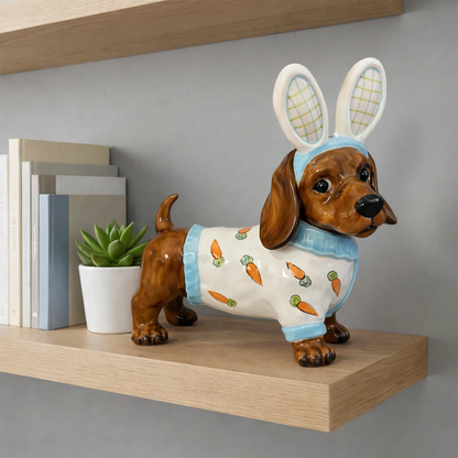 Easter Bunny Dachshund Statue