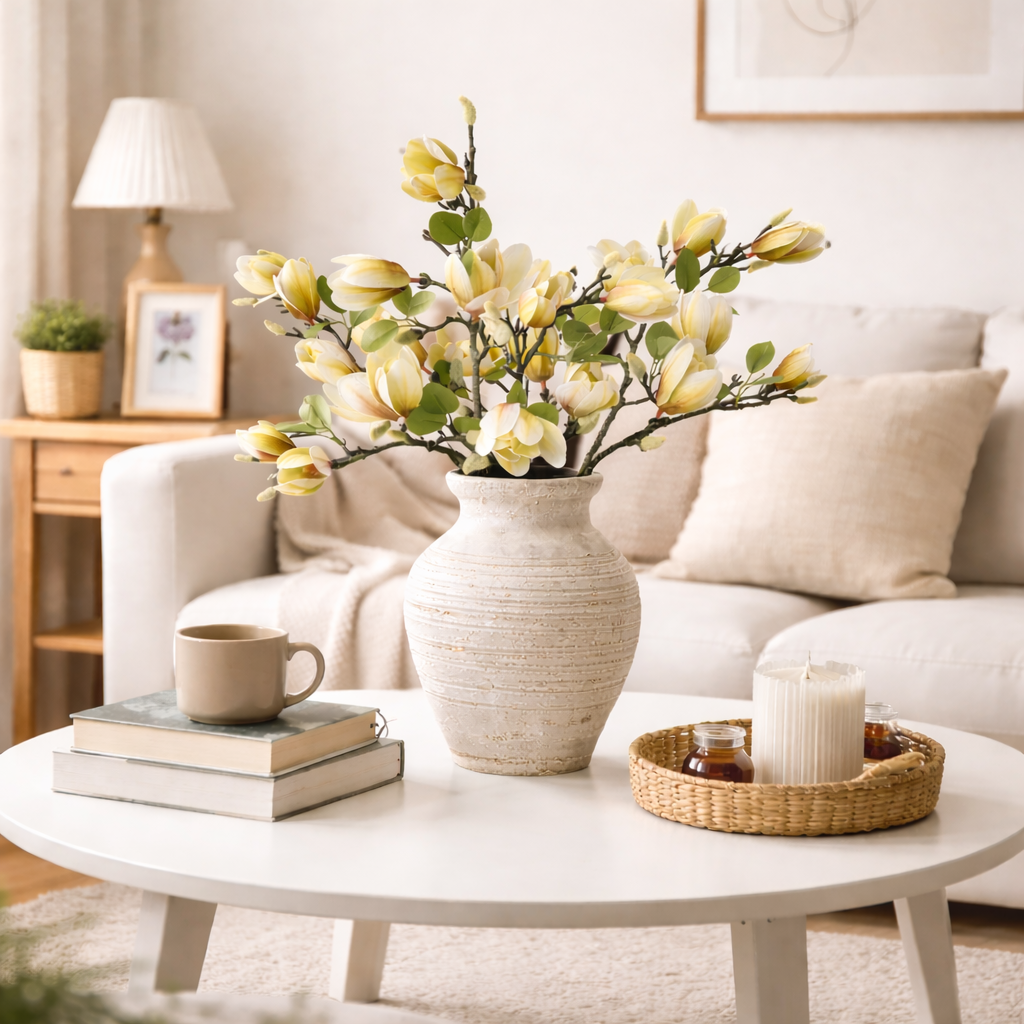 Artificial Magnolia Flower Branches Stem