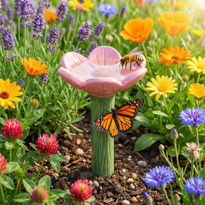 Flower-Shaped Ceramic Bee Watering Station (Random Color)
