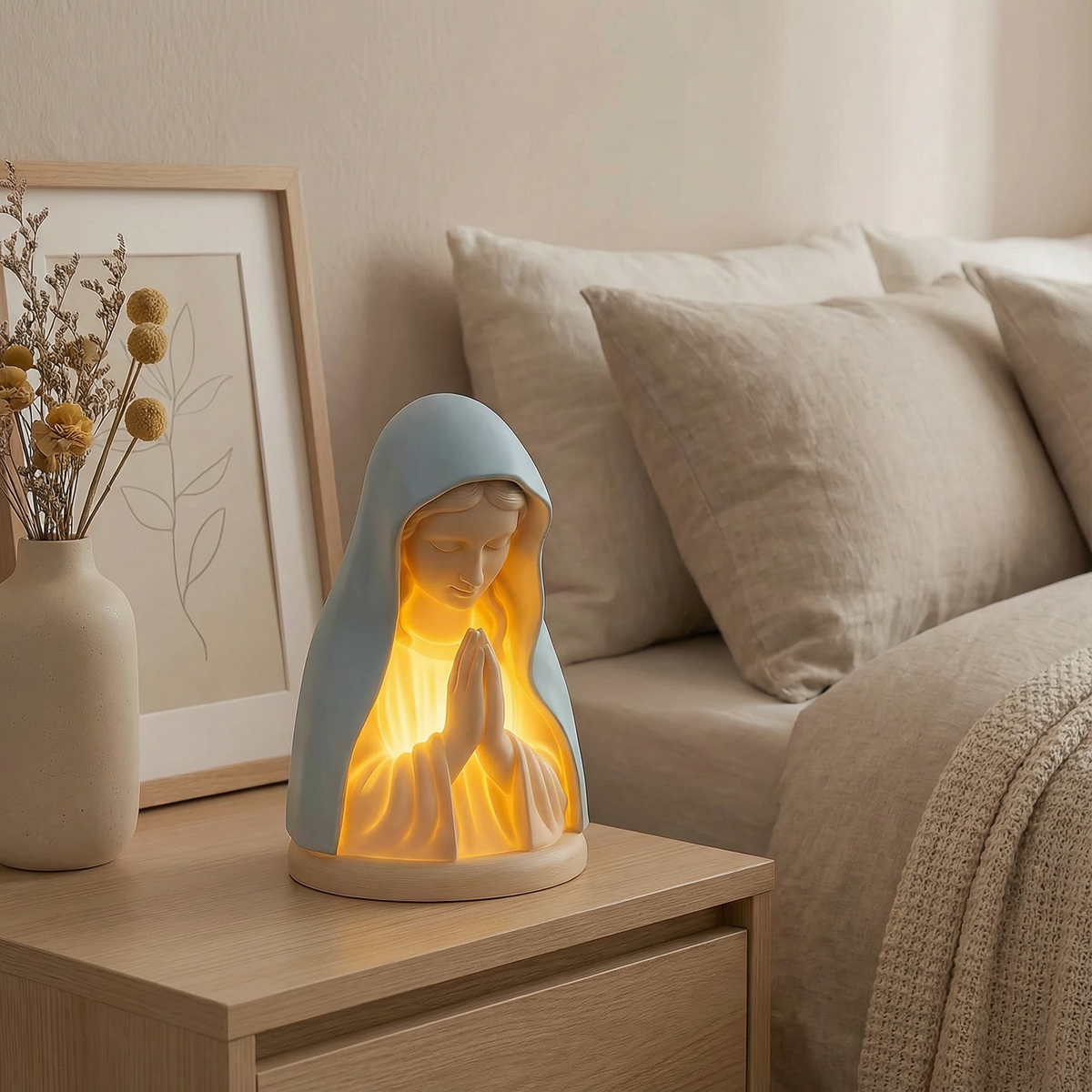 Handmade Resin Virgin Mary Prayer Night Light