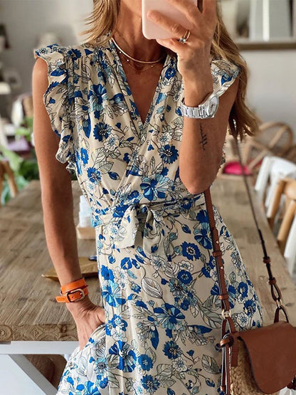 Stunncal Floral Lotus Sleeve Dress