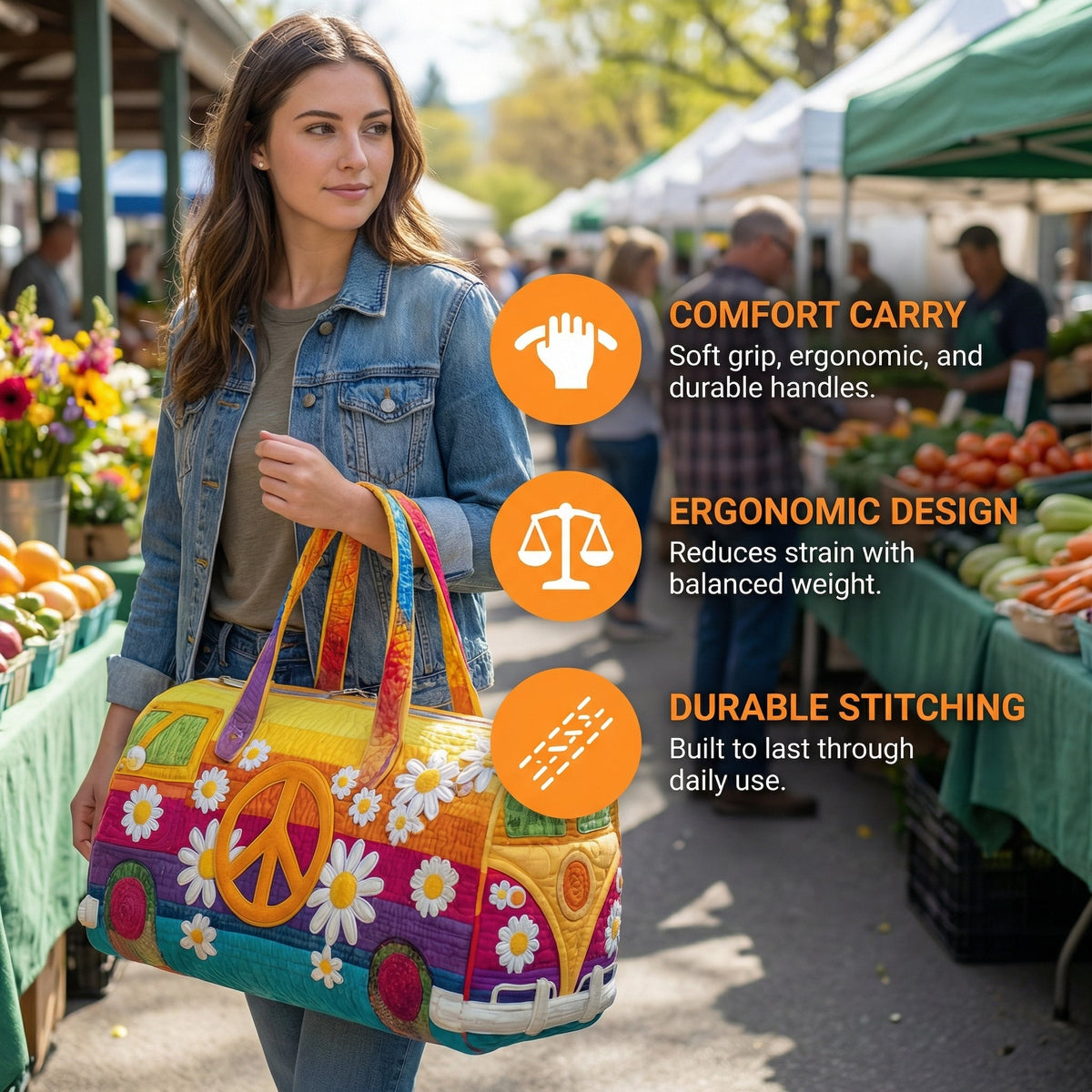 Unisex Bohemian Quilted Weekender Bag