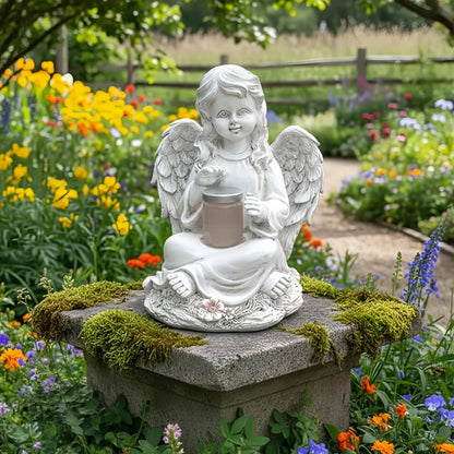 Angel Craft Figurines Garden Ornament Solar Lamp