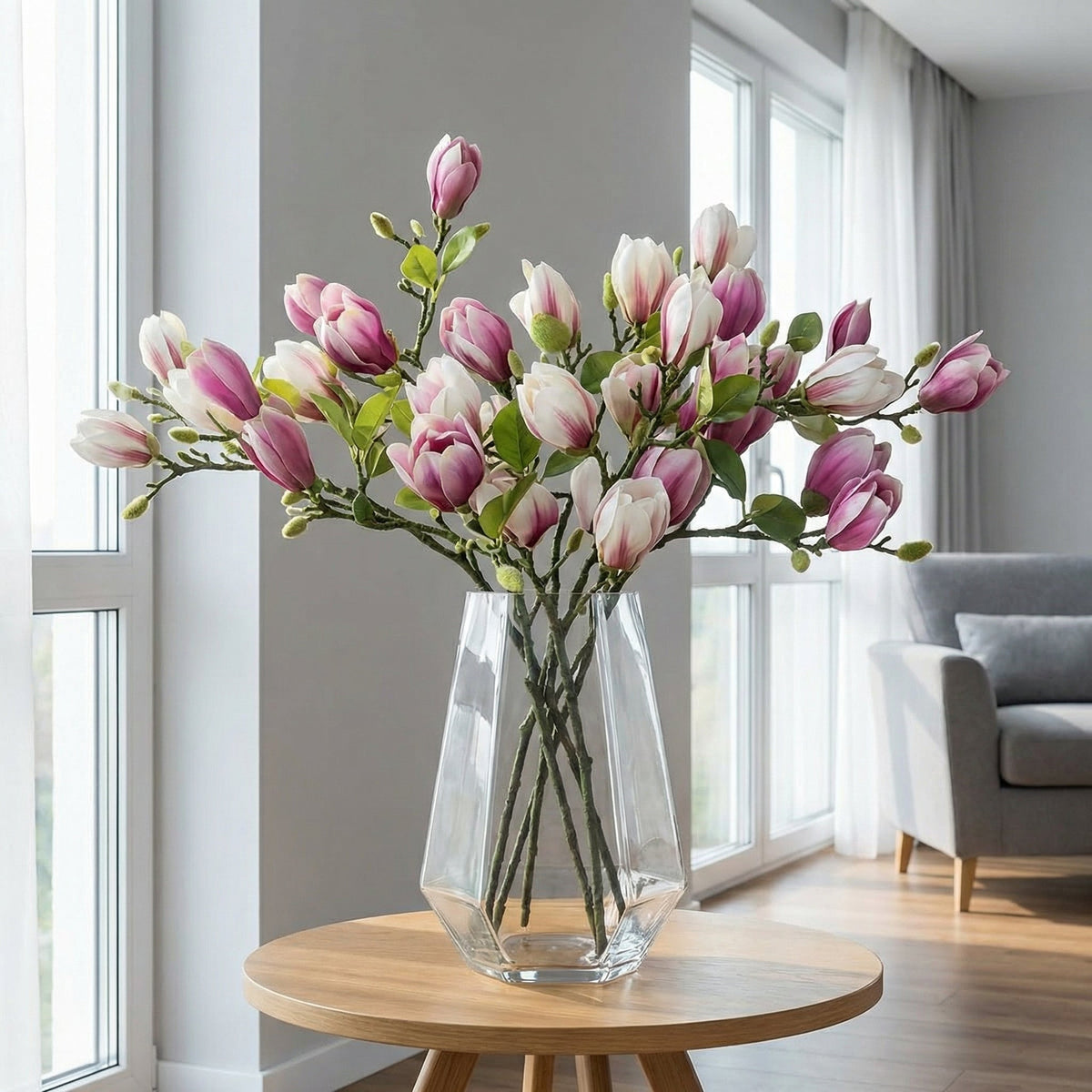 Artificial Magnolia Flower Branches Stem
