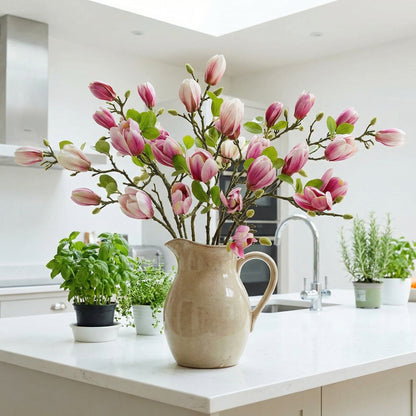 Artificial Magnolia Flower Branches Stem