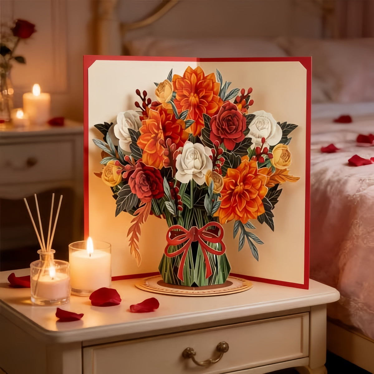 Forever-Blooming 3D Flower Pop-Up Card– Personalized Love Message & Everlasting Bloom