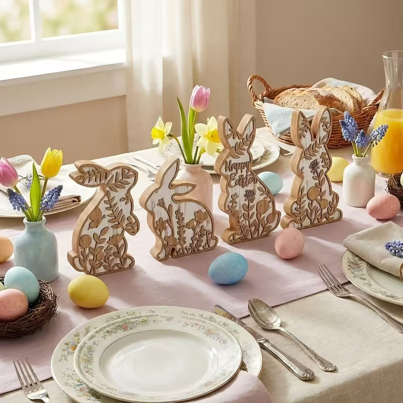 Easter Rabbit Table Wooden Signboard Decorative Set