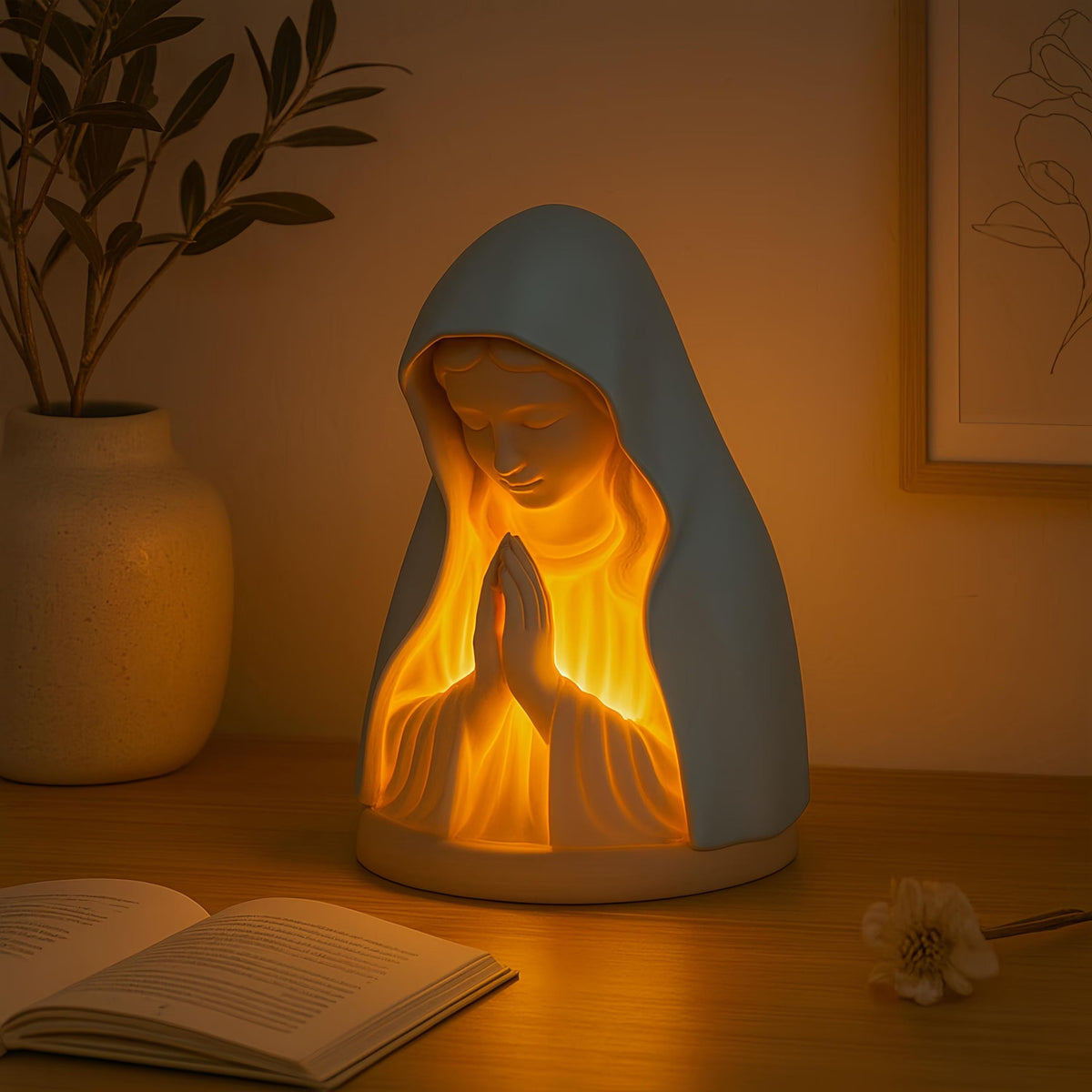 Handmade Resin Virgin Mary Prayer Night Light