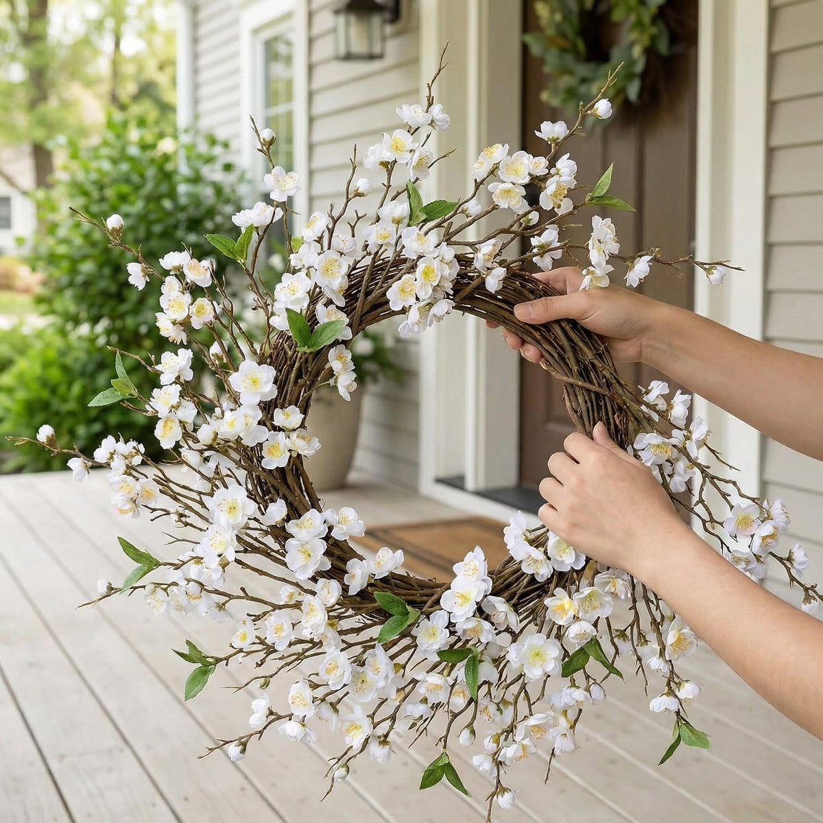 5 Stems Artificial Cherry Blossom Branches Spring Indoor Decoration