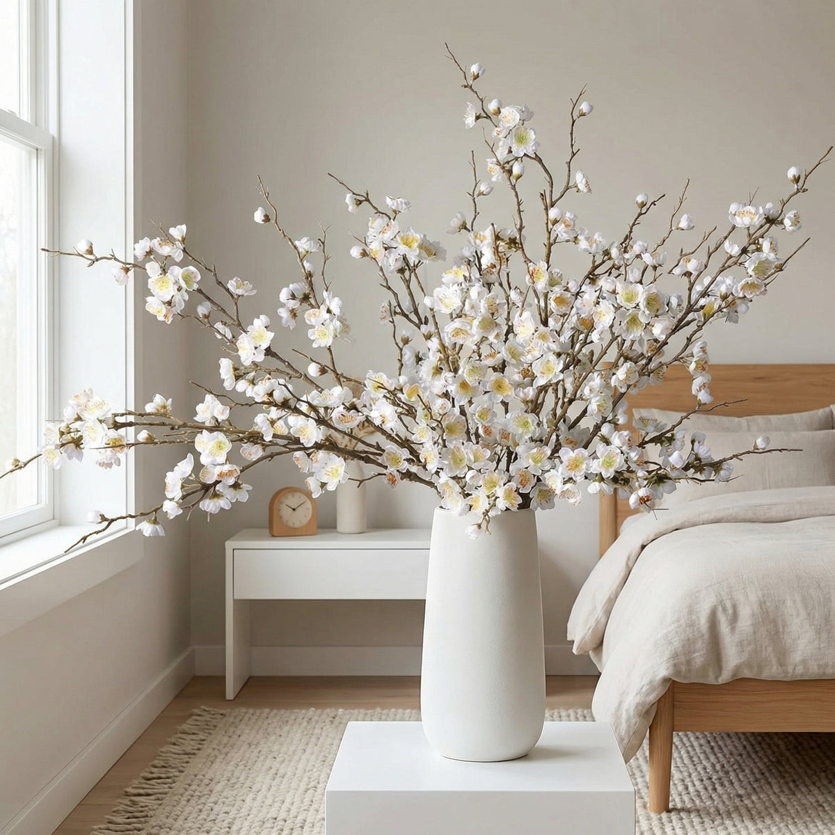 5 Stems Artificial Cherry Blossom Branches Spring Indoor Decoration