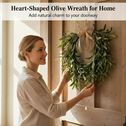 Heart Shaped Artificial Olive Leaf & Fruit Wreath