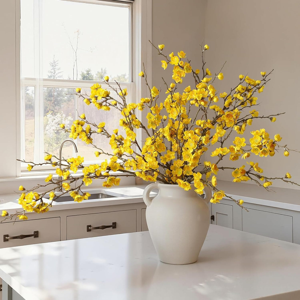 5 Stems Artificial Cherry Blossom Branches Spring Indoor Decoration