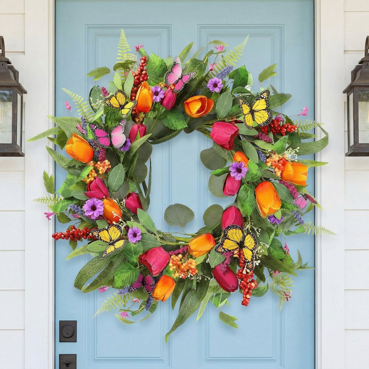 Artificial Tulip Wreath for Easter and spring decorating