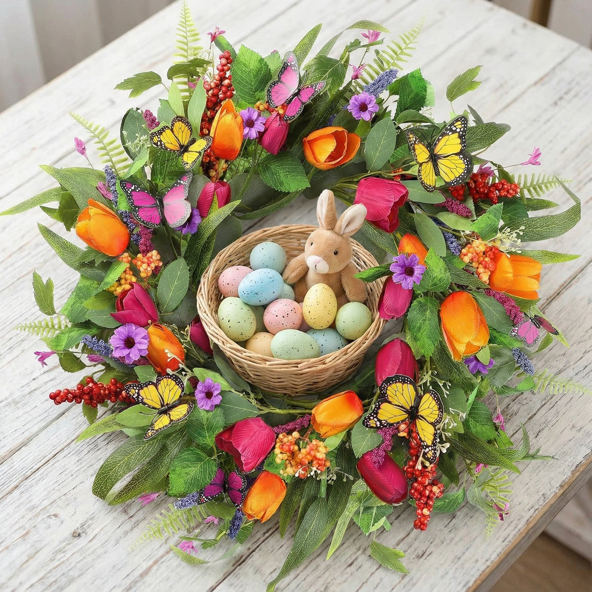 Artificial Tulip Wreath for Easter and spring decorating