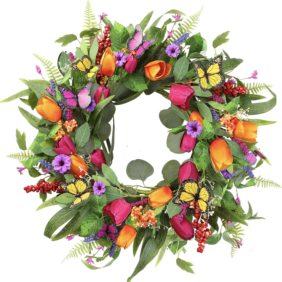 Artificial Tulip Wreath for Easter and spring decorating