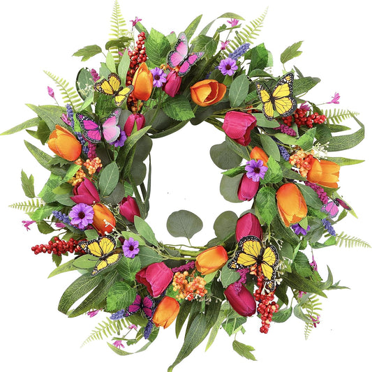 Artificial Tulip Wreath for Easter and spring decorating
