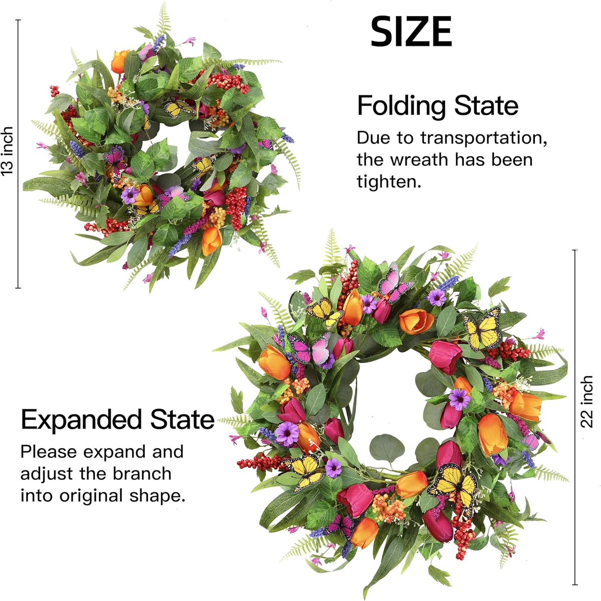 Artificial Tulip Wreath for Easter and spring decorating